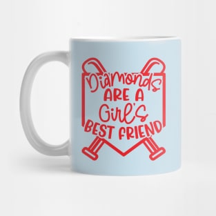 Diamonds Are A Girls Best Friend Softball Baseball Cute Mug